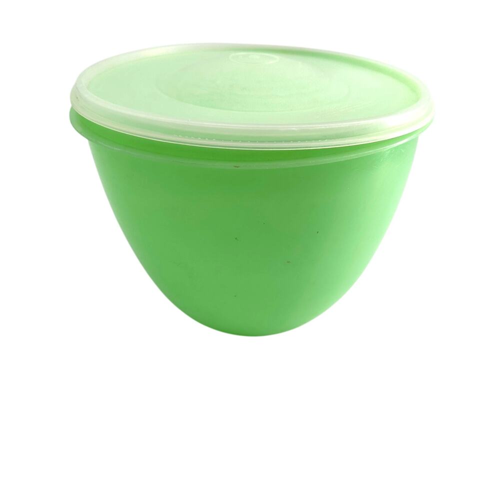 Vintage Jadite Green Lettuce Crisper Bowl Eagle Super Seal w Tupperware Lid USA